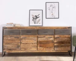 Enfilade industrielle 200 cm en manguier et métal 