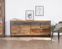 Enfilade industrielle 200 cm en manguier et métal 
