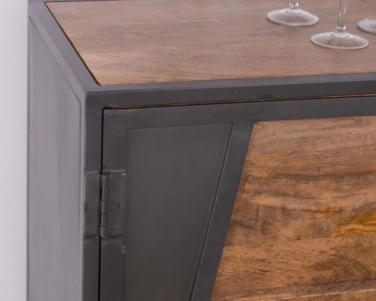 Enfilade industrielle métal gris et bois de manguier "Vista"