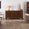 Enfilade rétro 4 portes en manguier massif foncé 180 cm "Kaldo" style mid-century