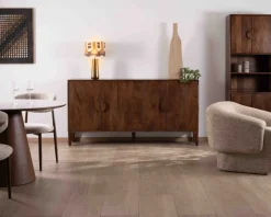 Enfilade rétro 4 portes en manguier massif foncé 180 cm "Kaldo" style mid-century