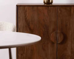 Enfilade rétro 4 portes en manguier massif foncé 180 cm 