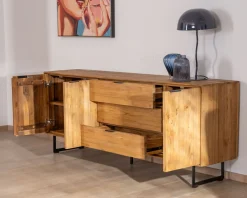 Enfilade rétro en teck naturel recyclé 