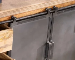 Enfilade style factory en bois massif et métal "Haden"