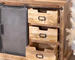 Enfilade style factory en bois massif et métal "Haden"