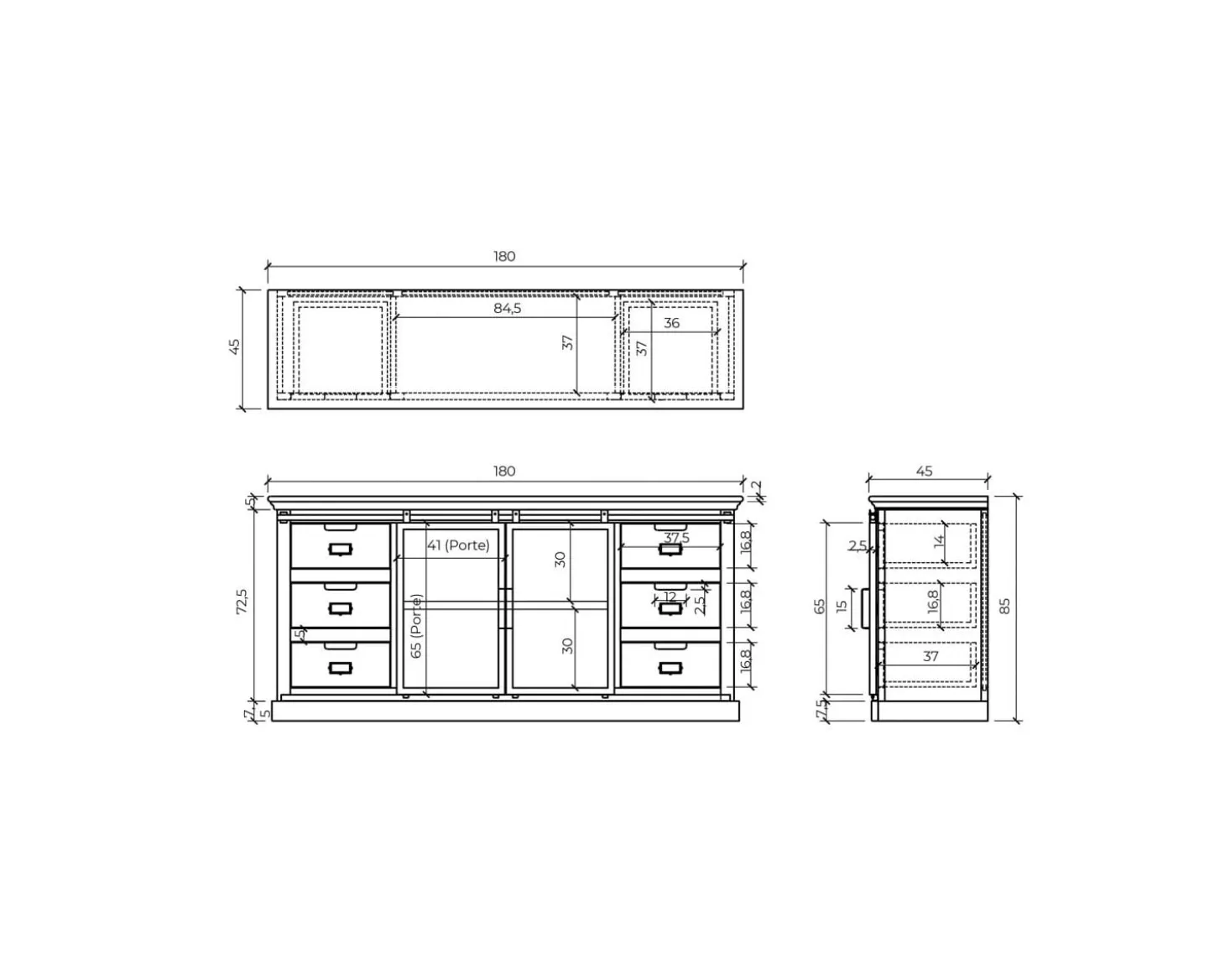 Enfilade style factory en bois massif et métal "Haden"