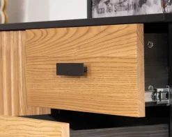 Enfilade style newtro en frêne massif "Sydney" avec rangements et tiroirs