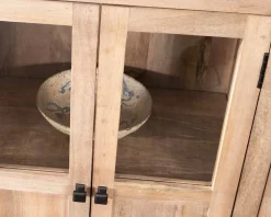 Enfilade vitrée 6 portes en manguier massif 190cm "Maestro"
