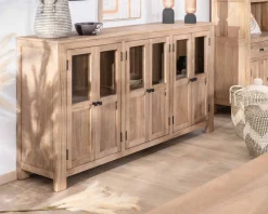 Enfilade vitrée 6 portes en manguier massif 190cm 