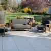 Ensemble canapé et fauteuil de jardin en tissu gris foncé "Aristochair"