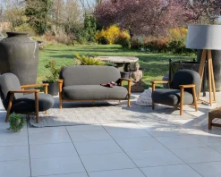 Ensemble canapé et fauteuil de jardin en tissu gris foncé "Aristochair"