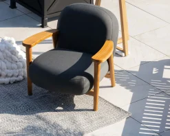 Ensemble canapé et fauteuil de jardin en tissu gris foncé 