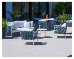 Ensemble de 2 tables basses rondes en aluminium blanc "Saumur"