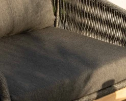 Ensemble de jardin haut de gamme 3 pièces en teck et tissu gris foncé "Tuléo"