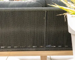 Ensemble de jardin haut de gamme 3 pièces en teck et tissu gris foncé 