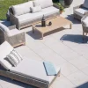 Ensemble de jardin tressé en teck et tissu haut de gamme chiné "Porticcio"