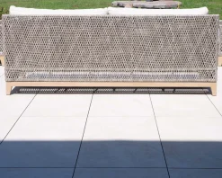 Ensemble de jardin tressé en teck et tissu haut de gamme chiné 