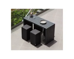 Ensemble table et tabourets hauts extérieurs 4 places "Java Island"
