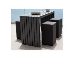 Ensemble table et tabourets hauts extérieurs 4 places 