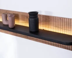 Etagère murale en acacia avec éclairage LED "Bopee"