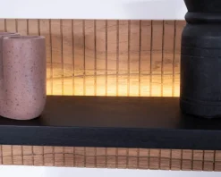 Etagère murale en acacia avec éclairage LED 