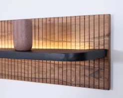 Etagère murale en acacia avec éclairage LED 