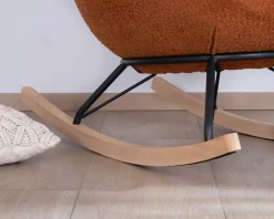 Fauteuil à bascule contemporain en tissu bouclette terracotta "Calista"