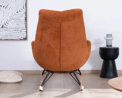 Fauteuil à bascule contemporain en tissu bouclette terracotta 