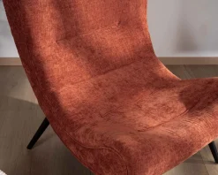 Fauteuil avec repose-pieds en tissu terracotta en velours