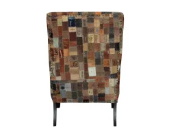 Fauteuil bergère 100% unique tissu recyclé et bois "Pop Vintage"