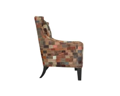 Fauteuil bergère 100% unique tissu recyclé et bois 