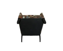 Fauteuil bergère 100% unique tissu recyclé et bois 