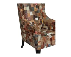 Fauteuil bergère 100% unique tissu recyclé et bois 