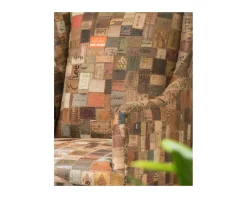 Fauteuil bergère 100% unique tissu recyclé et bois 