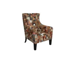 Fauteuil bergère 100% unique tissu recyclé et bois 