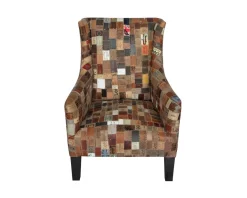 Fauteuil bergère 100% unique tissu recyclé et bois 