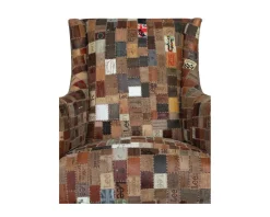 Fauteuil bergère 100% unique tissu recyclé et bois 