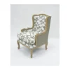 Fauteuil bergère imprimé ginko taupe et crème "Sofia" ultra confort