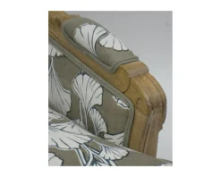 Fauteuil bergère imprimé ginko taupe et crème 