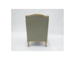 Fauteuil bergère imprimé ginko taupe et crème 