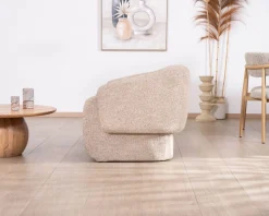 Fauteuil club revisité « Sweet Culture » en tissu marron chiné esprit vintage contemporain