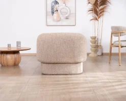 Fauteuil club revisité « Sweet Culture » en tissu marron chiné esprit vintage contemporain