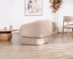 Fauteuil club revisité « Sweet Culture » en tissu marron chiné esprit vintage contemporain