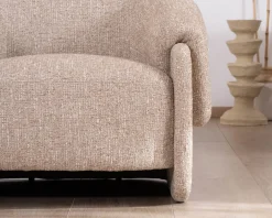 Fauteuil club revisité « Sweet Culture » en tissu marron chiné esprit vintage contemporain