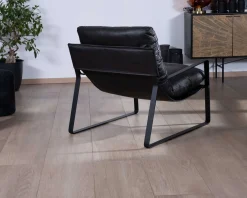 Fauteuil club revisité tissu anthracite et métal noir "Torsten"
