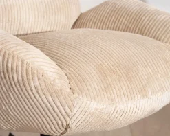 Fauteuil confort et pivotant en velours camel beige "Bissett"