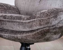 Fauteuil confort gris cendré esprit rétro avec repose-pieds "Branson" pivotant 360°