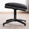 Fauteuil cosy rotatif design rétro en tissu gris "Branson" avec pouf