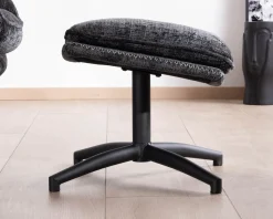 Fauteuil cosy rotatif design rétro en tissu gris "Branson" avec pouf