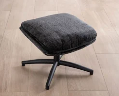 Fauteuil cosy rotatif design rétro en tissu gris "Branson" avec pouf